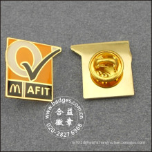 Square Gold Badge, Epoxy-Dripping Metal Lapel Pin (GZHY-BADGE-025)